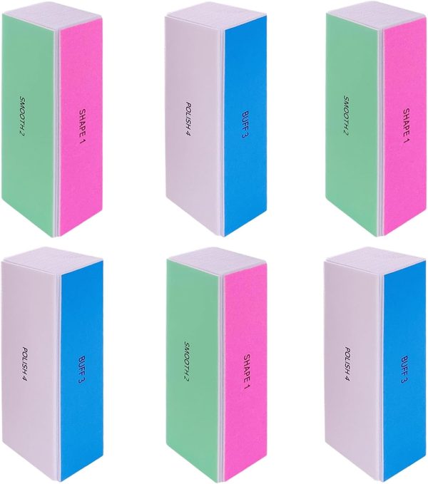 4 Way Nail Buffer Block (2 Pcs), Nail Shine Buffers Blocks Files for Natural and Acrylic Nails Smoother Buffing Block Polisher Fingernail File Buffer 120/240/600/3000 Grit for Buffing Shinning