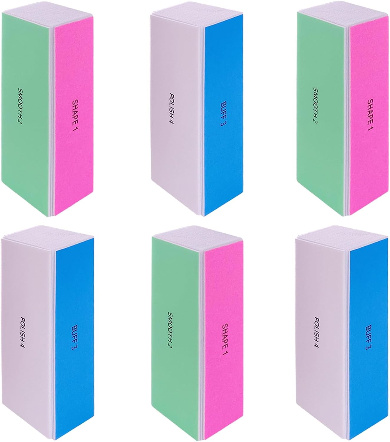 4 Way Nail Buffer Block (2 Pcs), Nail Shine Buffers Blocks Files for Natural and Acrylic Nails Smoother Buffing Block Polisher Fingernail File Buffer 120/240/600/3000 Grit for Buffing Shinning