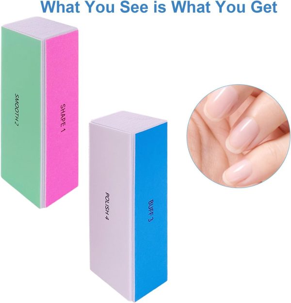 4 Way Nail Buffer Block (2 Pcs), Nail Shine Buffers Blocks Files for Natural and Acrylic Nails Smoother Buffing Block Polisher Fingernail File Buffer 120/240/600/3000 Grit for Buffing Shinning - Image 2