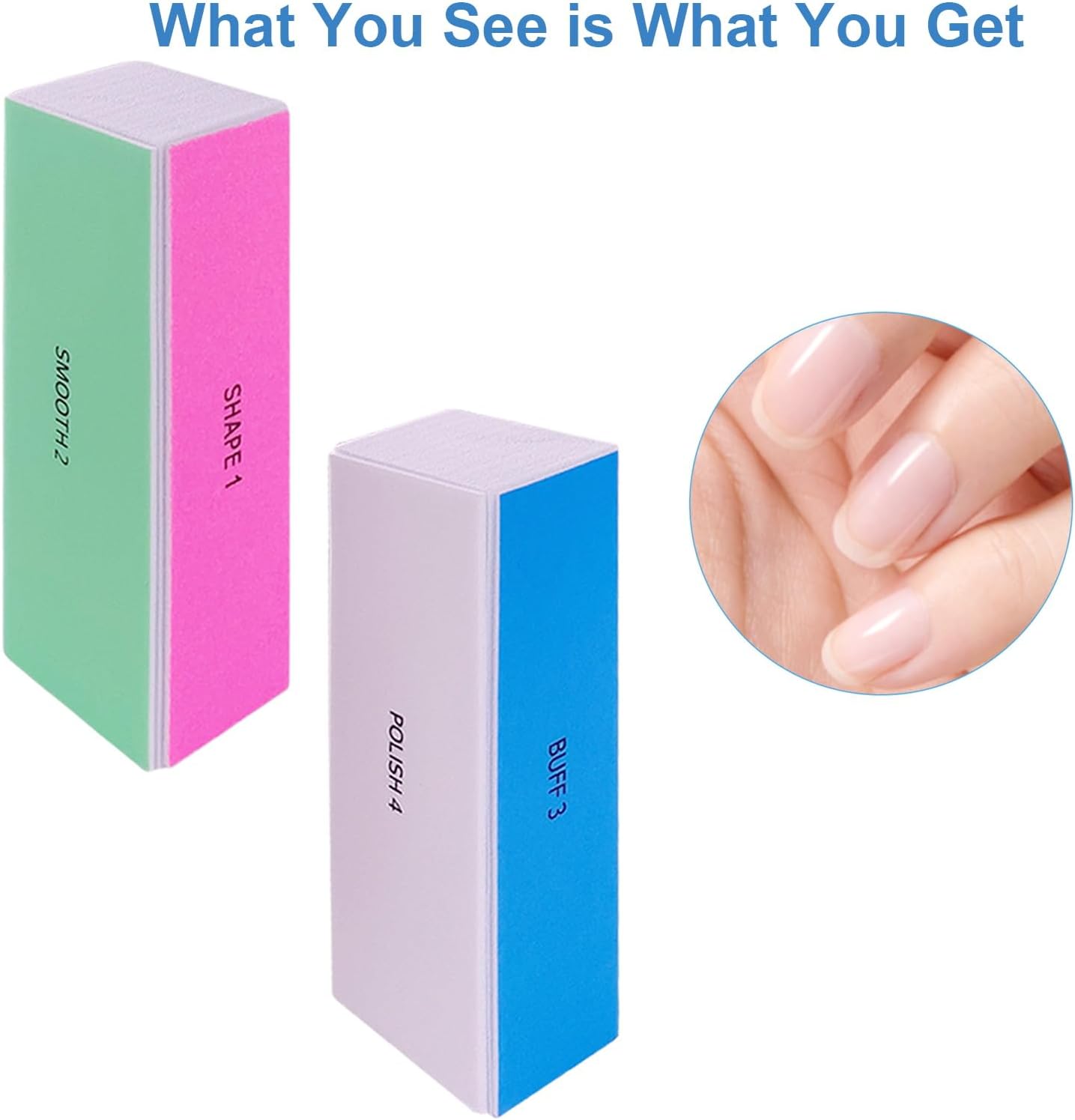 4 Way Nail Buffer Block (2 Pcs), Nail Shine Buffers Blocks Files for Natural and Acrylic Nails Smoother Buffing Block Polisher Fingernail File Buffer 120/240/600/3000 Grit for Buffing Shinning - Image 2