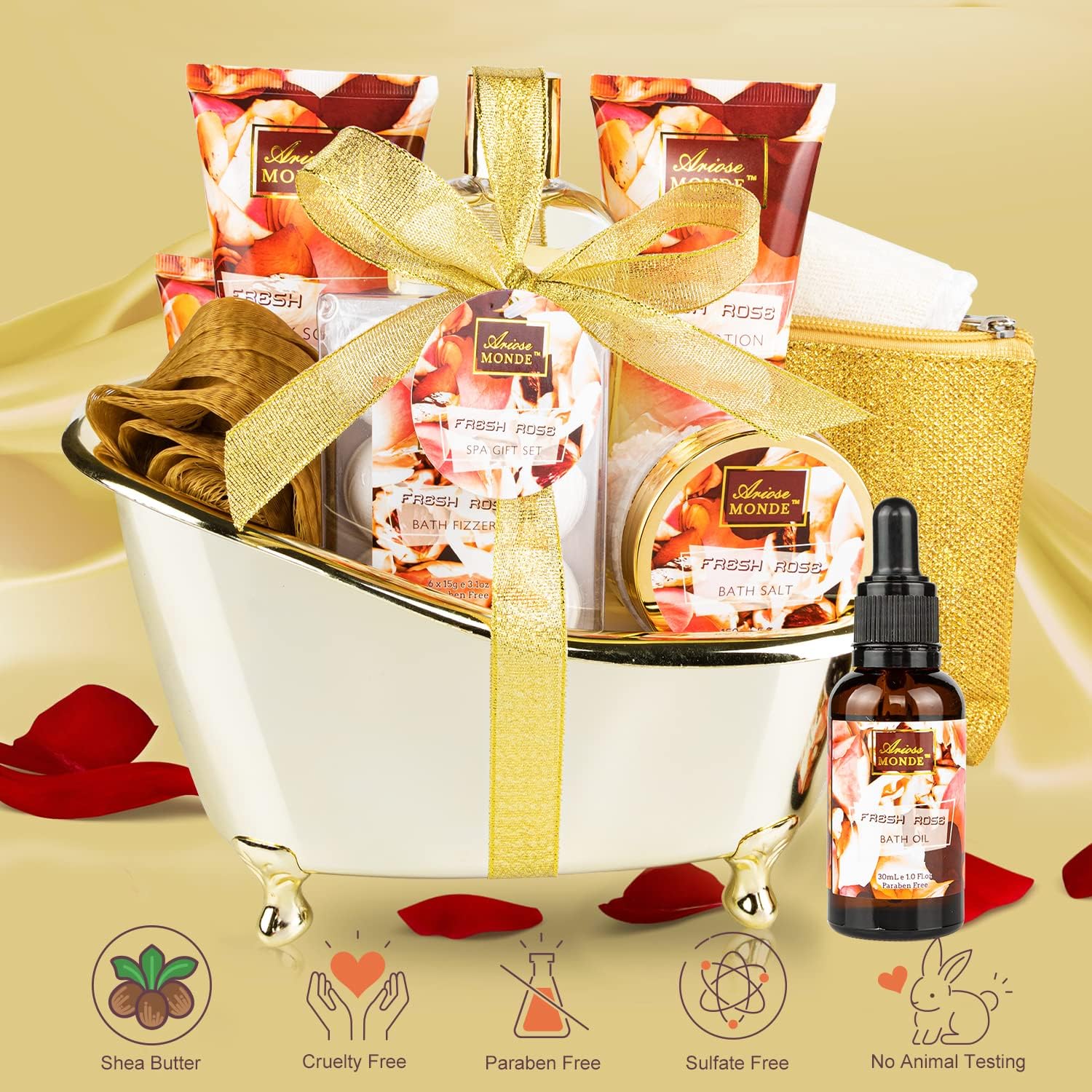 Bath and Body Gift Basket For Women – 5 Piece Set of Cherry Blossom Bath & Body Collection Gift Box, Includes Shower Gel, Body Lotion, Body Scrub, Bath Bomb & Sponge - Appreciation Gift Ideas - Image 2
