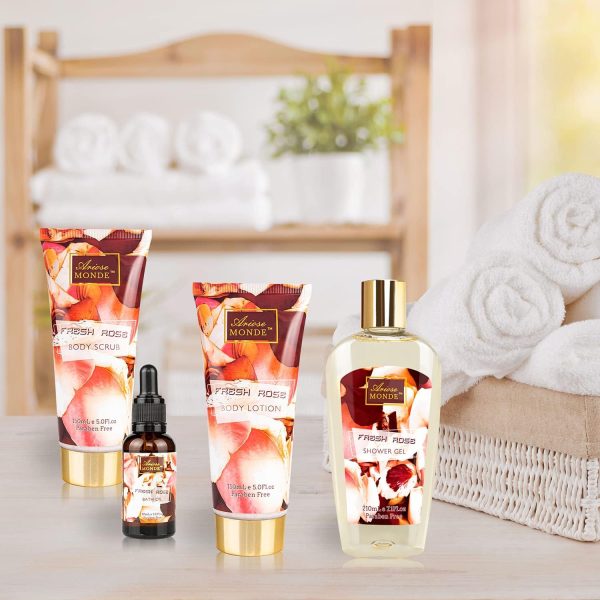 Bath and Body Gift Basket For Women – 5 Piece Set of Cherry Blossom Bath & Body Collection Gift Box, Includes Shower Gel, Body Lotion, Body Scrub, Bath Bomb & Sponge - Appreciation Gift Ideas - Image 4
