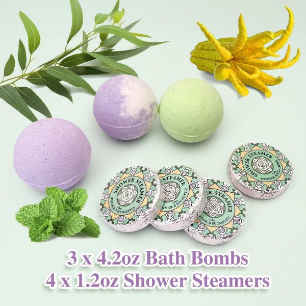 Birthday Gifts For Women-Assorted 4 Shower Steamers, 3 Bath Bombs, 2 Scented Candles, and 1 Exfoliating Body Scrub - Gifts for Mom, For Women, For Wife and Girlfriend…… - Image 2