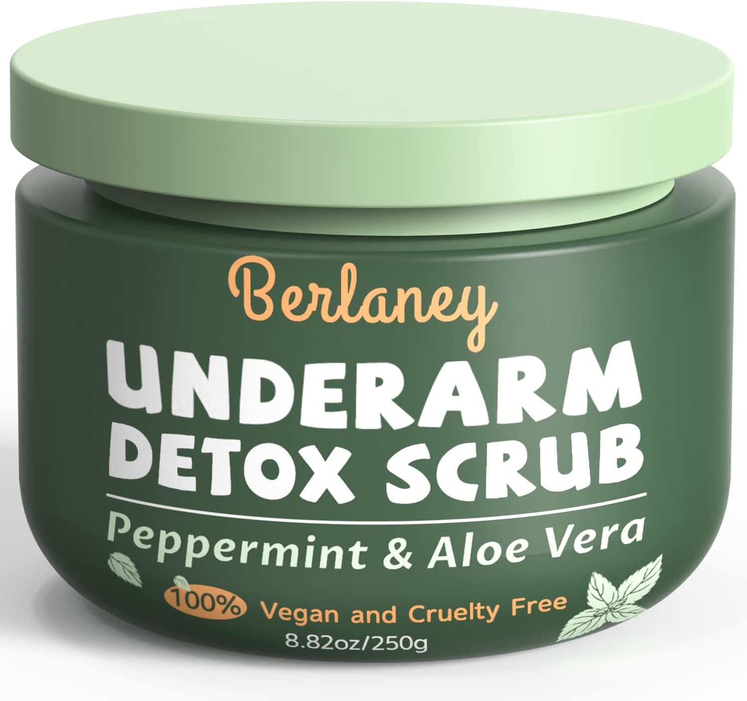 Detox Scrub 8.8 oz with Peppermint, Aloe Vera and Walnut Shell Powder, Underarm Scrub Helps on Removing Odor, Deep Cleanse & Exfoliating, for Legs, Knee, Feet, Hands Whole Body, Armpit