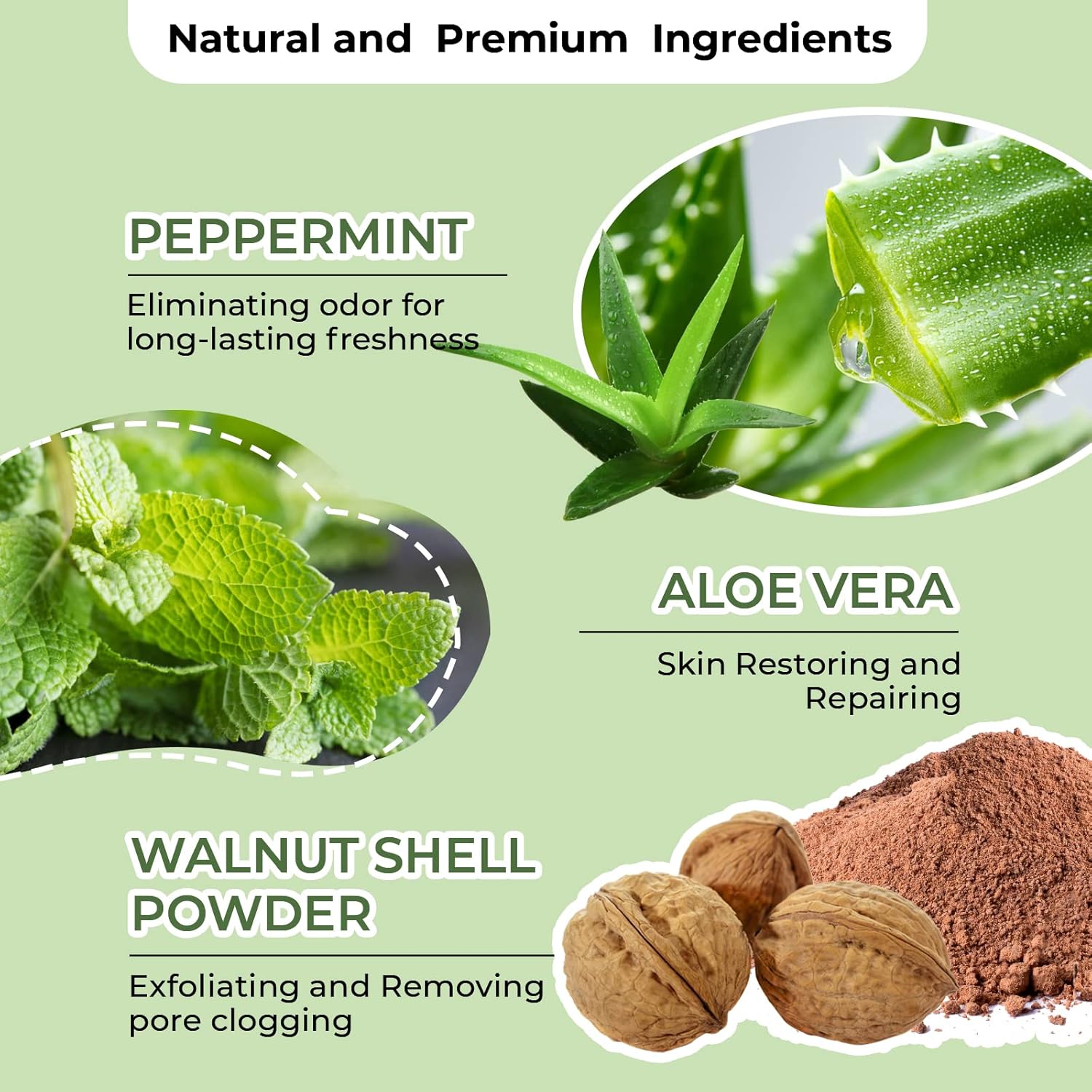 Detox Scrub 8.8 oz with Peppermint, Aloe Vera and Walnut Shell Powder, Underarm Scrub Helps on Removing Odor, Deep Cleanse & Exfoliating, for Legs, Knee, Feet, Hands Whole Body, Armpit - Image 3