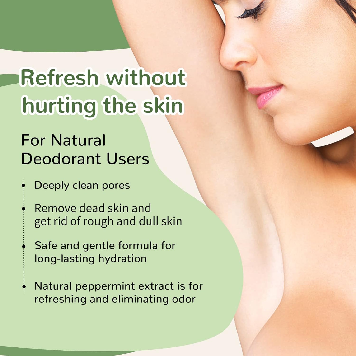 Detox Scrub 8.8 oz with Peppermint, Aloe Vera and Walnut Shell Powder, Underarm Scrub Helps on Removing Odor, Deep Cleanse & Exfoliating, for Legs, Knee, Feet, Hands Whole Body, Armpit - Image 5