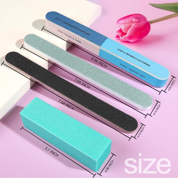 FANDAMEI Nail Files and Buffers, 20PCS Professional Manicure Tools Kit. Rectangular Nail Buffer Block & 100/180 Grit Nail File, 7 Way Nail File & Nail Polishing Buffer. Nail Care Tool - Image 2