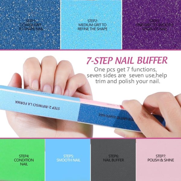 FANDAMEI Nail Files and Buffers, 20PCS Professional Manicure Tools Kit. Rectangular Nail Buffer Block & 100/180 Grit Nail File, 7 Way Nail File & Nail Polishing Buffer. Nail Care Tool - Image 4