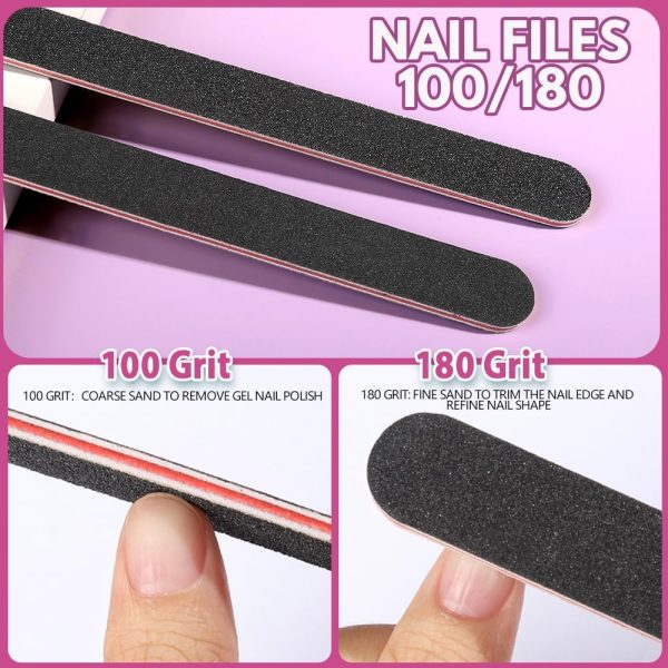 FANDAMEI Nail Files and Buffers, 20PCS Professional Manicure Tools Kit. Rectangular Nail Buffer Block & 100/180 Grit Nail File, 7 Way Nail File & Nail Polishing Buffer. Nail Care Tool - Image 6