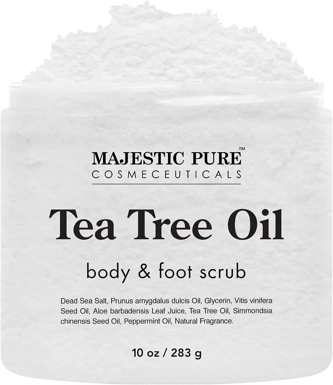MAJESTIC PURE Tea Tree Oil Body and Foot Scrub - Natural Best Exfoliating Skin Cleanser - Helps with Acne, Callus, Corns, Athletes foot, Jock itch, Dry and Dead Skin - Promotes Healthy Foot -10 oz