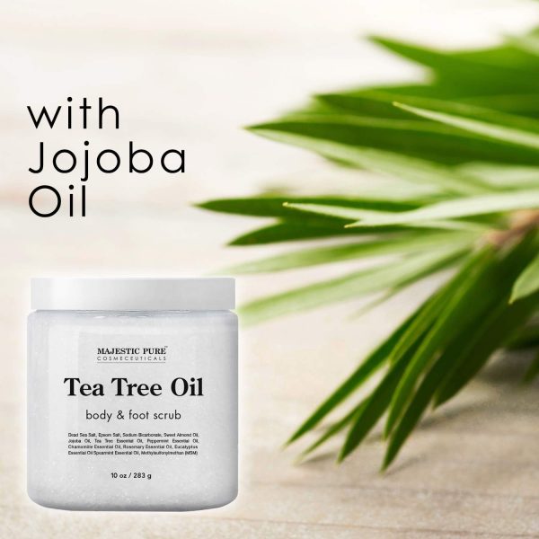 MAJESTIC PURE Tea Tree Oil Body and Foot Scrub - Natural Best Exfoliating Skin Cleanser - Helps with Acne, Callus, Corns, Athletes foot, Jock itch, Dry and Dead Skin - Promotes Healthy Foot -10 oz - Image 3