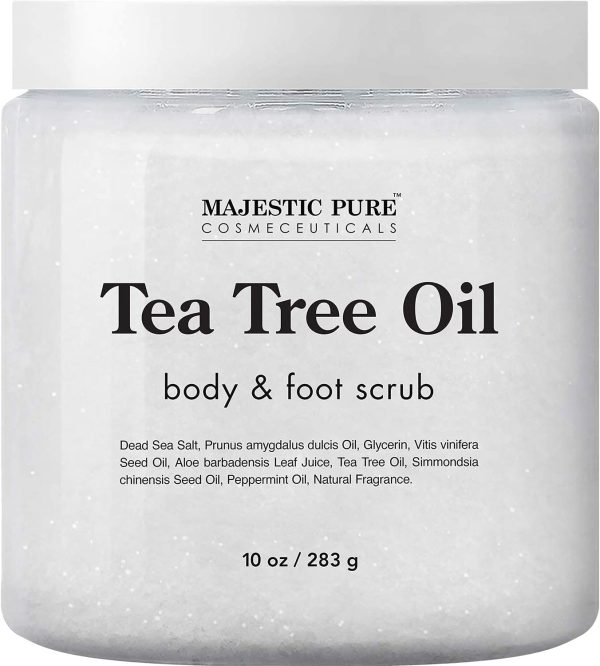 MAJESTIC PURE Tea Tree Oil Body and Foot Scrub - Natural Best Exfoliating Skin Cleanser - Helps with Acne, Callus, Corns, Athletes foot, Jock itch, Dry and Dead Skin - Promotes Healthy Foot -10 oz - Image 8