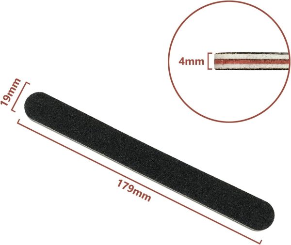 Nail File 10 PCS Professional Double Sided 100/180 Grit Nail Files Emery Board Black Manicure Pedicure Tool and Nail Buffering Files - Image 2