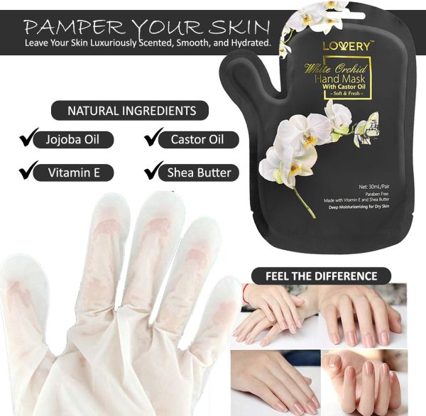 Spa Bath Set for Women, Men, Teens - White Orchid Home Spa Set with Vitamin E and Shea Butter with Body Butter, Body Scrub, Lotion, Ex-Large Bath Bombs, Salts, Pair of Hand & Foot Masks - Image 4