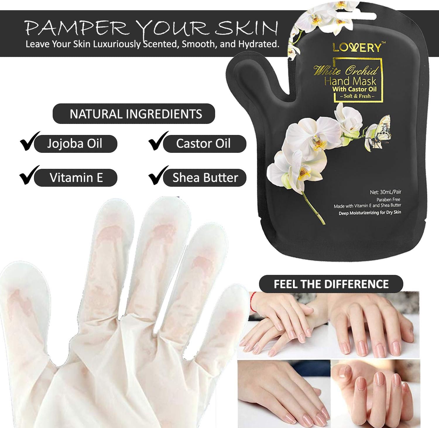 Spa Bath Set for Women, Men, Teens - White Orchid Home Spa Set with Vitamin E and Shea Butter with Body Butter, Body Scrub, Lotion, Ex-Large Bath Bombs, Salts, Pair of Hand & Foot Masks - Image 4