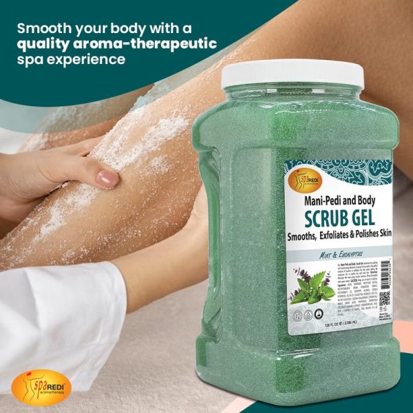 SPA REDI - Exfoliating Scrub Pumice Gel, Mint and Eucalyptus, 128 Oz - Manicure, Pedicure and Body Exfoliator Infused with Hyaluronic Acid, Amino Acids, Panthenol and Comfrey Extract - Image 3
