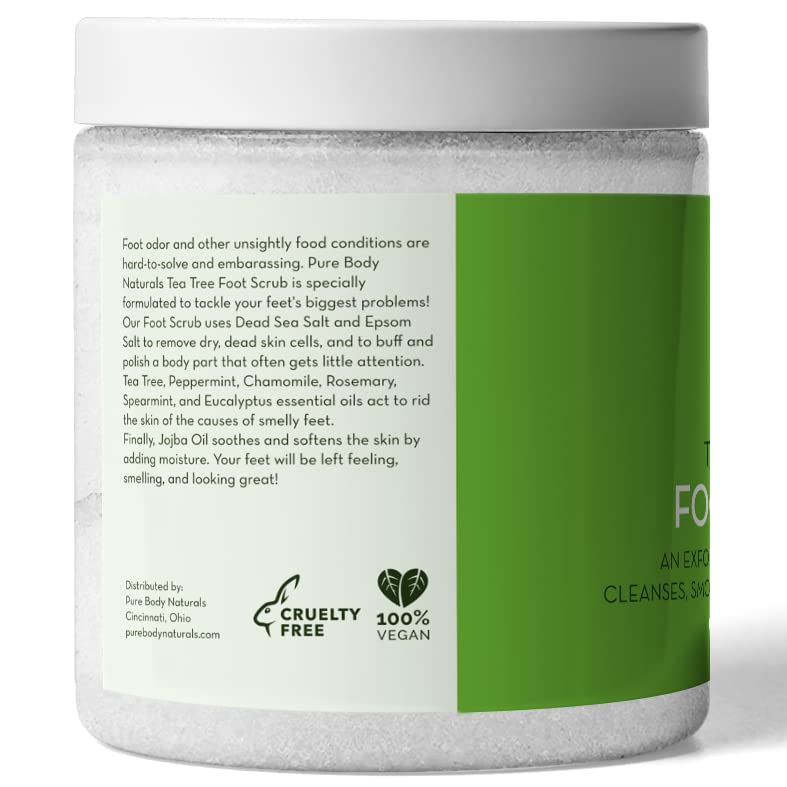 Tea Tree Oil Foot Scrub, 12 ounces - Cleanses and Exfoliates - Attacks the Cause of Smelly Feet - Great for Athletes - by Pure Body Naturals - Image 6