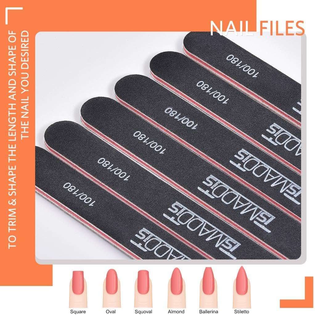 TsMADDTs Nail Files and Buffer, Professional Manicure Tools Kit Rectangular Art Care Buffer Block Tools 100/180 Grit 12Pcs/Pa(Black) - Image 2